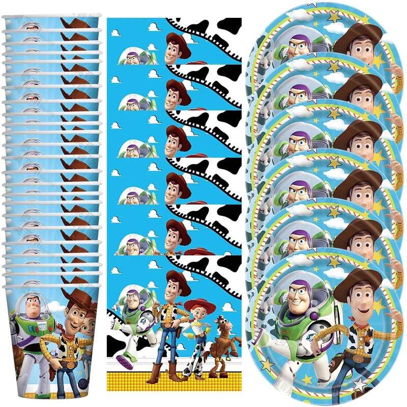 

60PCS Toy Story Theme Kids Boys Favors Cups Dishes Happy Birthday Party Baby Shower Plates Decorate Napkins Tableware Set