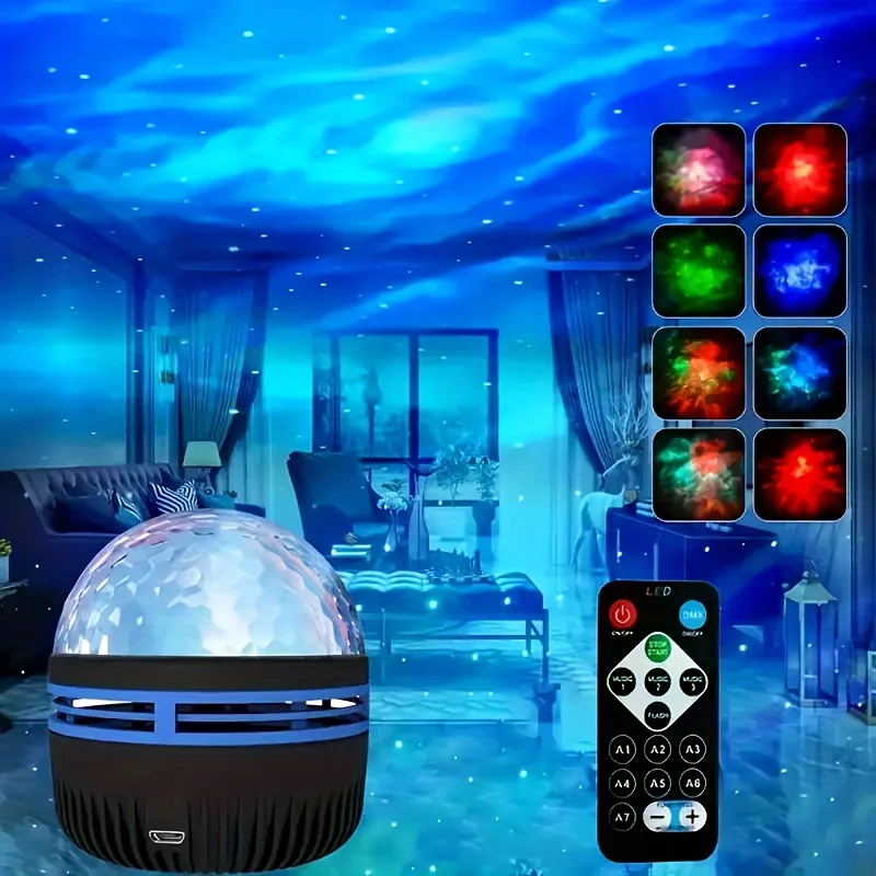 

Светодиодный проекционный светильник Galaxy Aurora USB с автоматическим вращающимся пультом дистанционного управления RGB проекционная лампа для домашнего декора комнаты