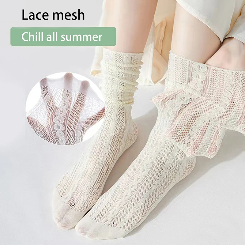 

1 pair Lolita Lace JK Stockings Bow Knot Lolita Socks Female Long Socks Lolita Soft Sister Jk Uniform Knee Sock Student JK Sock