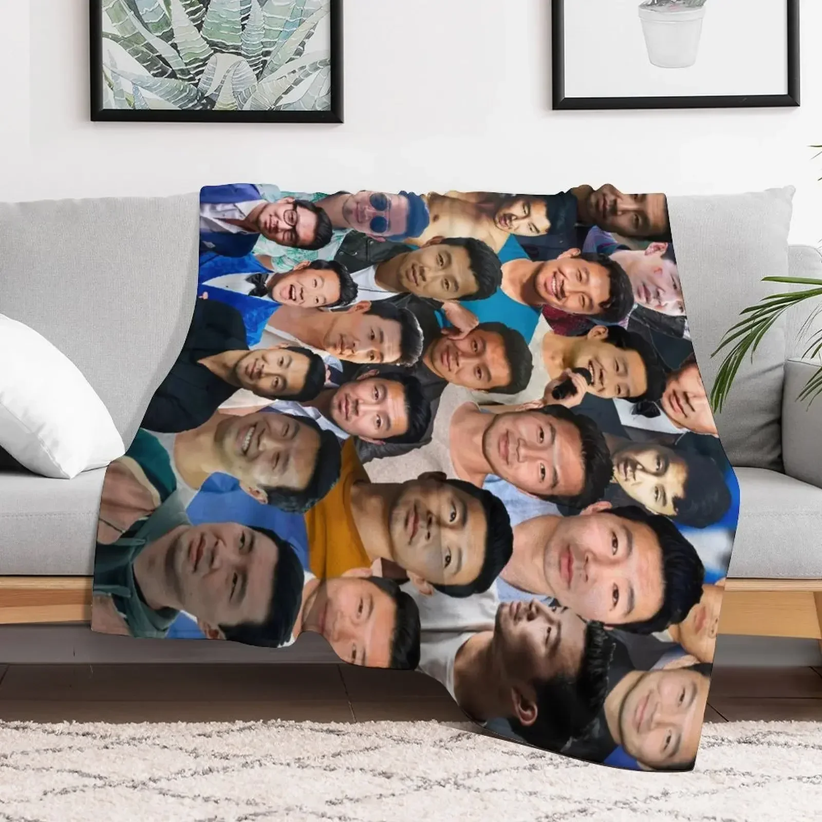 

Simu Liu Photo Collage Throw Blanket Large Decorative Sofas Blankets