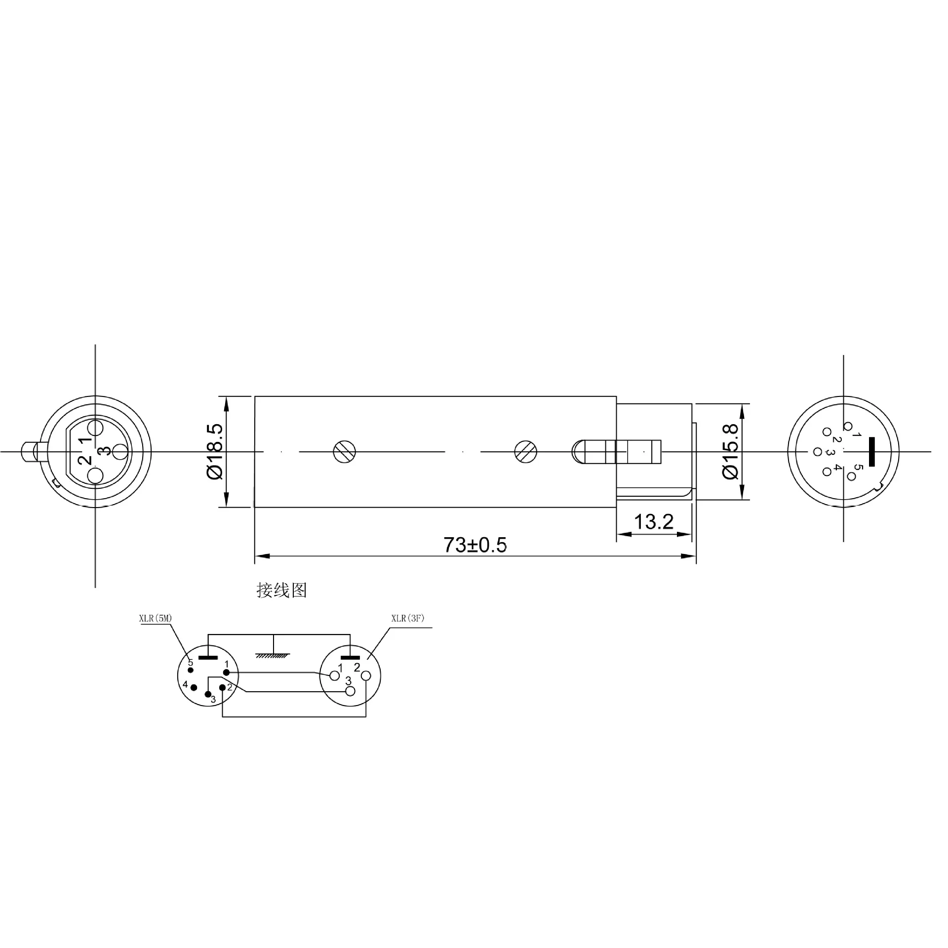 

3 Pin XLR To 5 Pin DMX Female Metal Cased Converter Audio Adapter for Stage Light Cable Convertor Microphone audio Connector