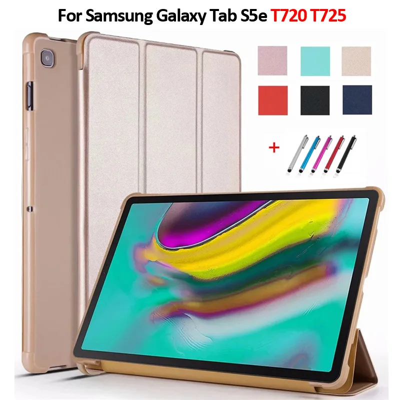 

Tablet PU Leather Cover For Funda Samsung Galaxy Tab S5e T720 T725 Case Tri-Fold Stand Soft Back Cover For Samsung Tab S5e Case