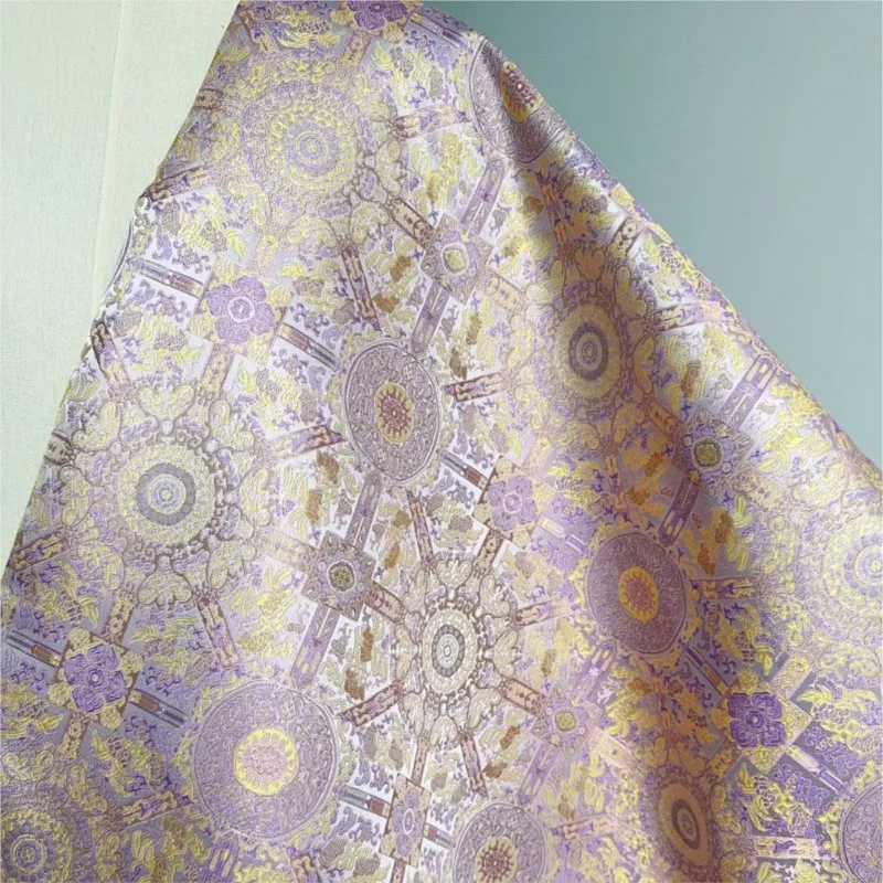 

Light purple classic brocade jacquard fabric new Chinese-style waistcoat cheongsam throw pillow tea setting