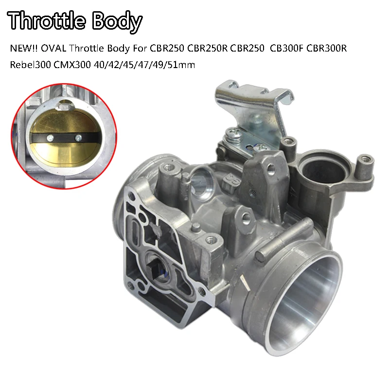 

NEW!! For CBR250 CBR250R CBR 250 CB300F CBR300R Rebel 300 CMX300 40/42/45/47/49/51mm OVAL Throttle Body