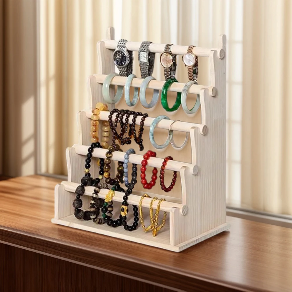 

5-слойный деревянный держатель для браслета, подставка для браслета, органайзер для ювелирных изделий, органайзер для ювелирных изделий для браслета для часов 32X19,5X40 см