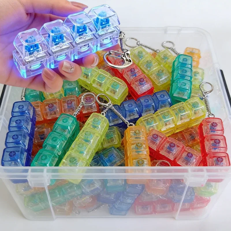 DIY 기계식 키보드 키캡 키체인, LED 스트레스 해소 장난감, 사무실 책상 및 여행용 손가락 클리커 릴렉싱 가젯