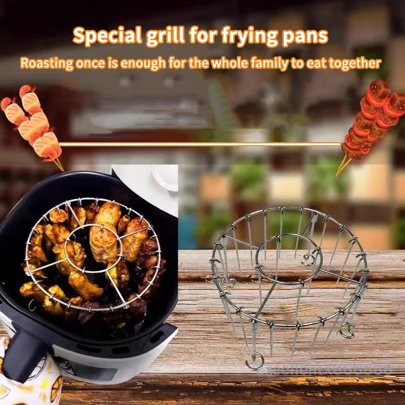 

S/M/L Skewers Air Fryer Stainless Steel Grill Vertical Skewer Hanging Oven Kebab Rack Kebab Holder Kitchen Gadgets Grill