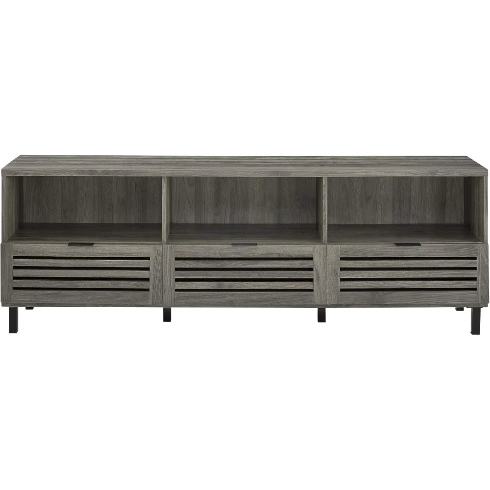 Modern Slatted Wood TV Stand for TV's up to 80