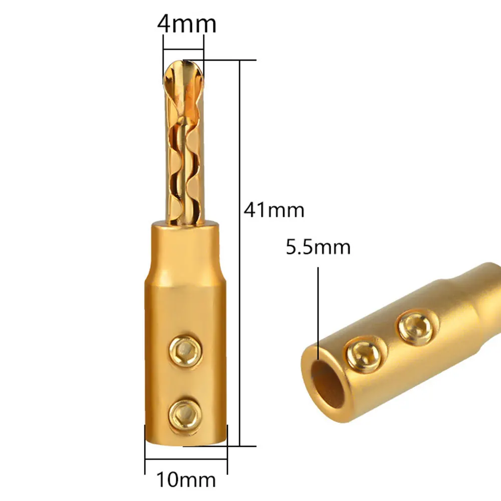 Musical Sound High-end Banana Plugs 2 Pieces Pure Copper 24K Gold Plated Banana Connectors HiFi Audio Speaker Jack Connector