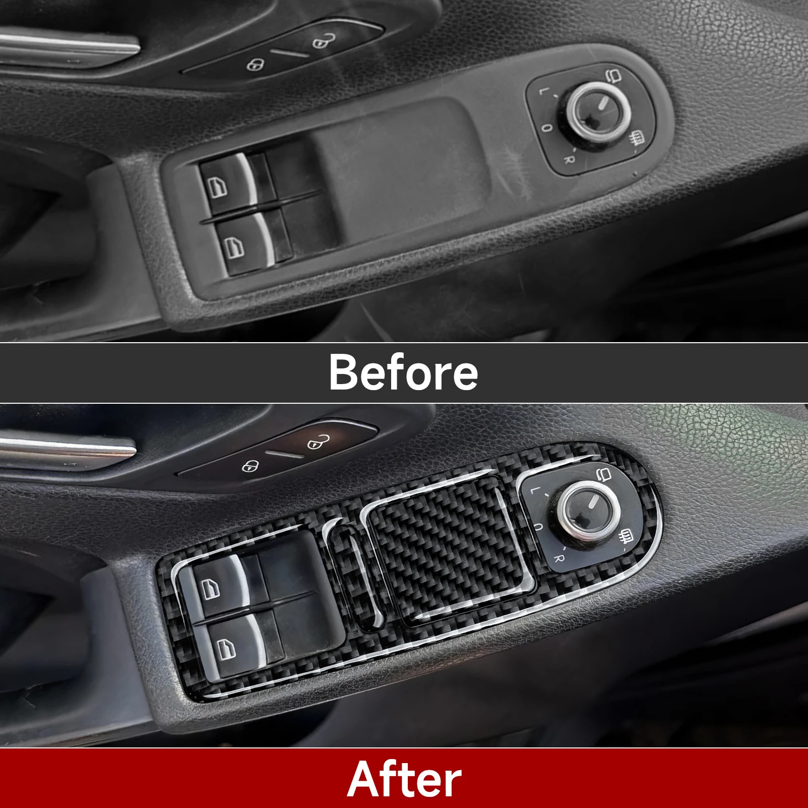For Volkswagen Golf VI MK6 Plus R GTI (2010-2014) Window Lift Switch Panel Carbon Fiber Interior Sticker Car Accessories - view 2