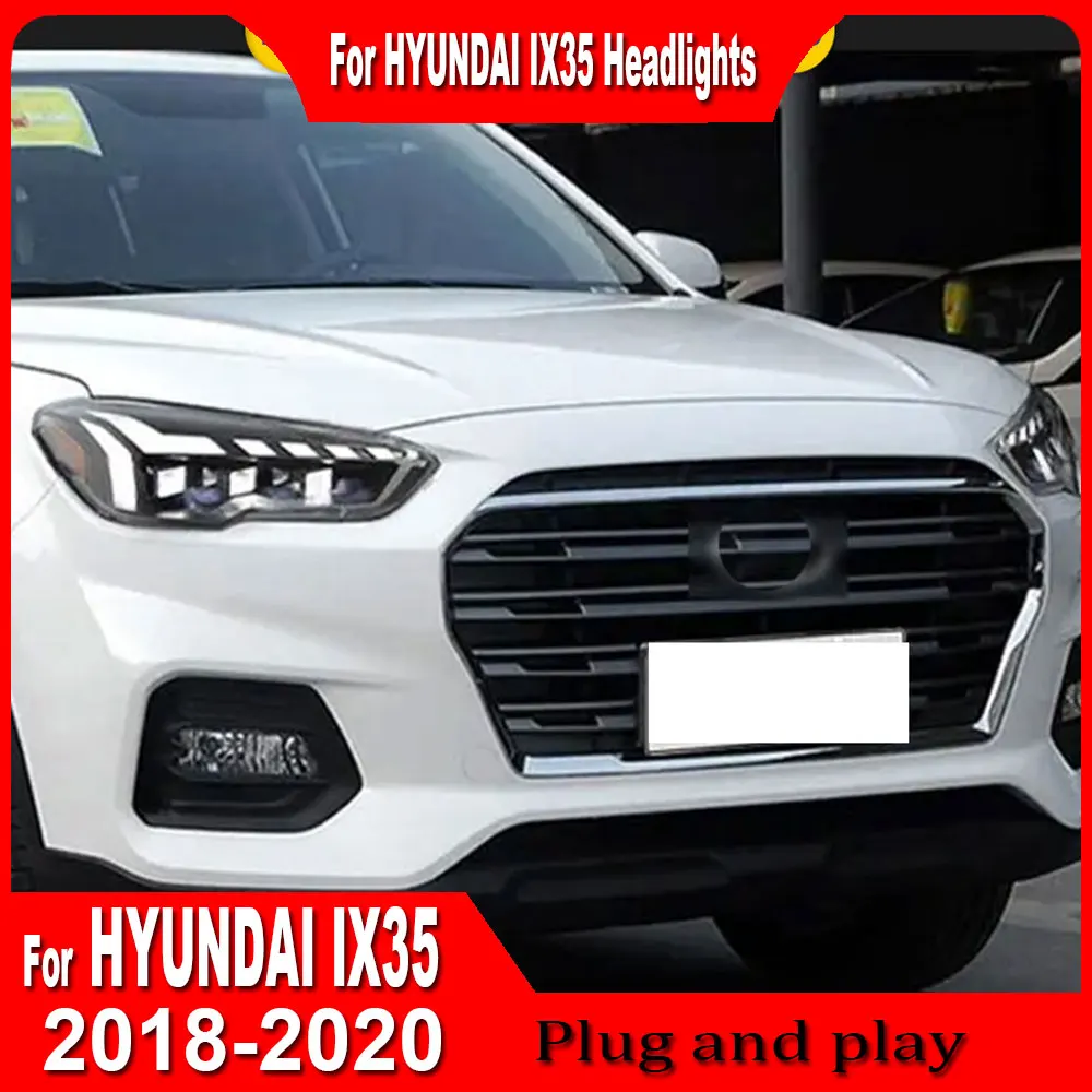 Car Full LED headlights for Hyundai ix35 2018 2019 2020 LED Auto Headlight Assembly Upgrade Bifocal Lens Dynamic Signal Lamp