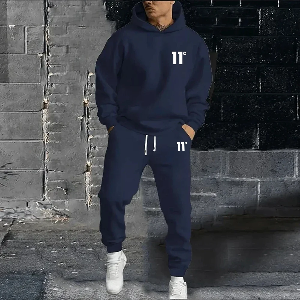 

Мужская утепленная спортивная рубашка с капюшоном и спортивные брюки с принтом, высококачественная мужская повседневная спортивная одежда 2026, подходит для бега