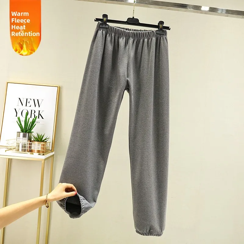 High Waist Thiened Fce Lined Winter Sports Pants Women's  Color Large Size Velvet Dstring Trousers Spwear