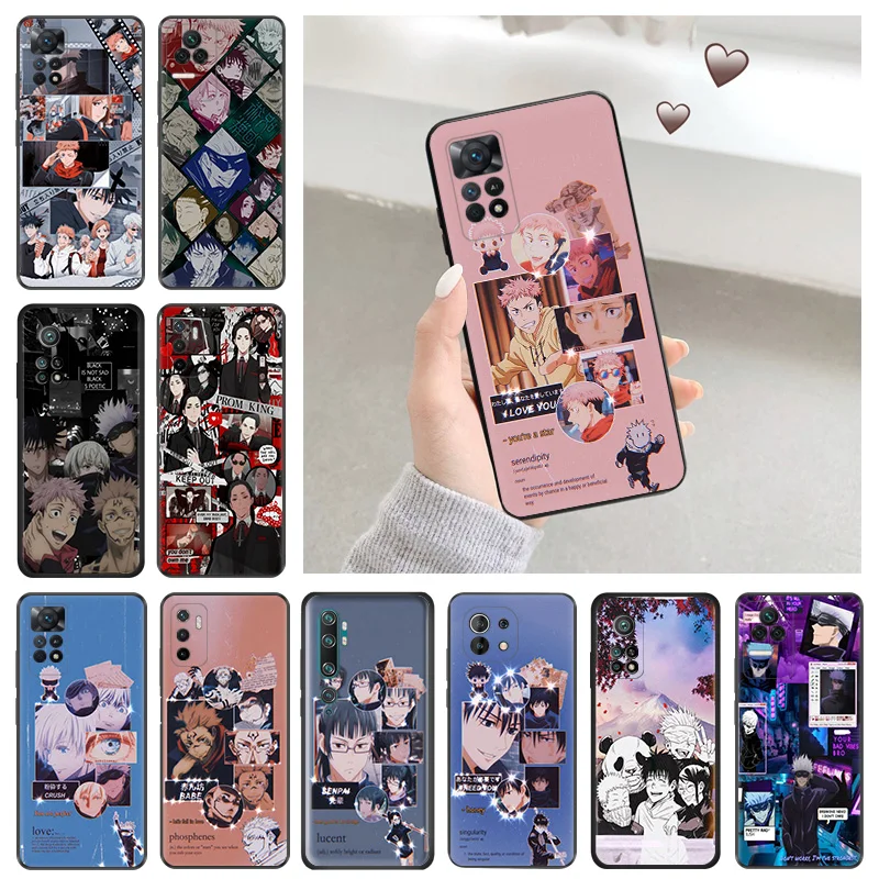 Soft Case for Redmi Note 11S 10S A3 10C 10A Xiaomi 14 11T Pro 10T 10 11 Lite Comic Anime Jujutsu Kaisen Black Phone Cases Cover