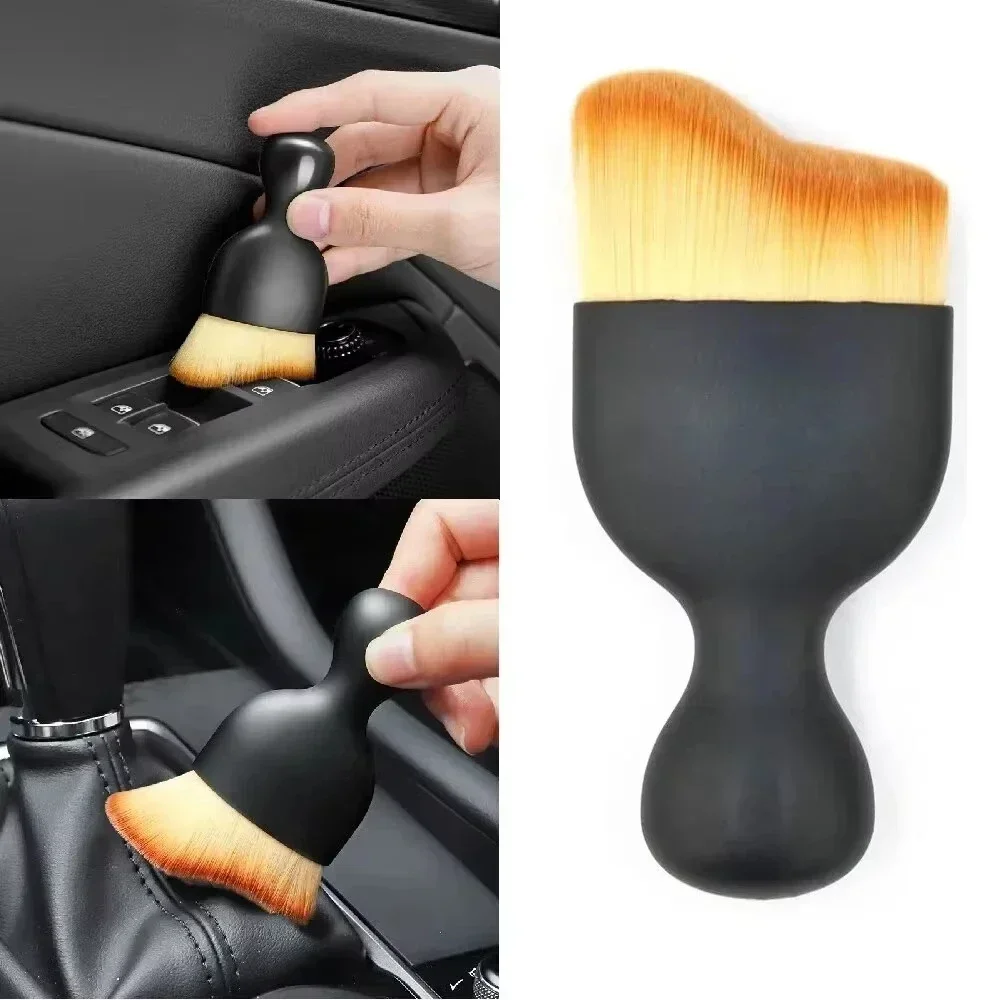 Car Interior Cleaning Brush Conditioner Air Outlet Soft Fur Clean Brushes with Shells Crevice Dust Removal Detailing Brush Tools