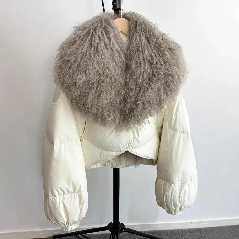 2025 Women's Clothing Temperament loose large fur collar down jacket 1012