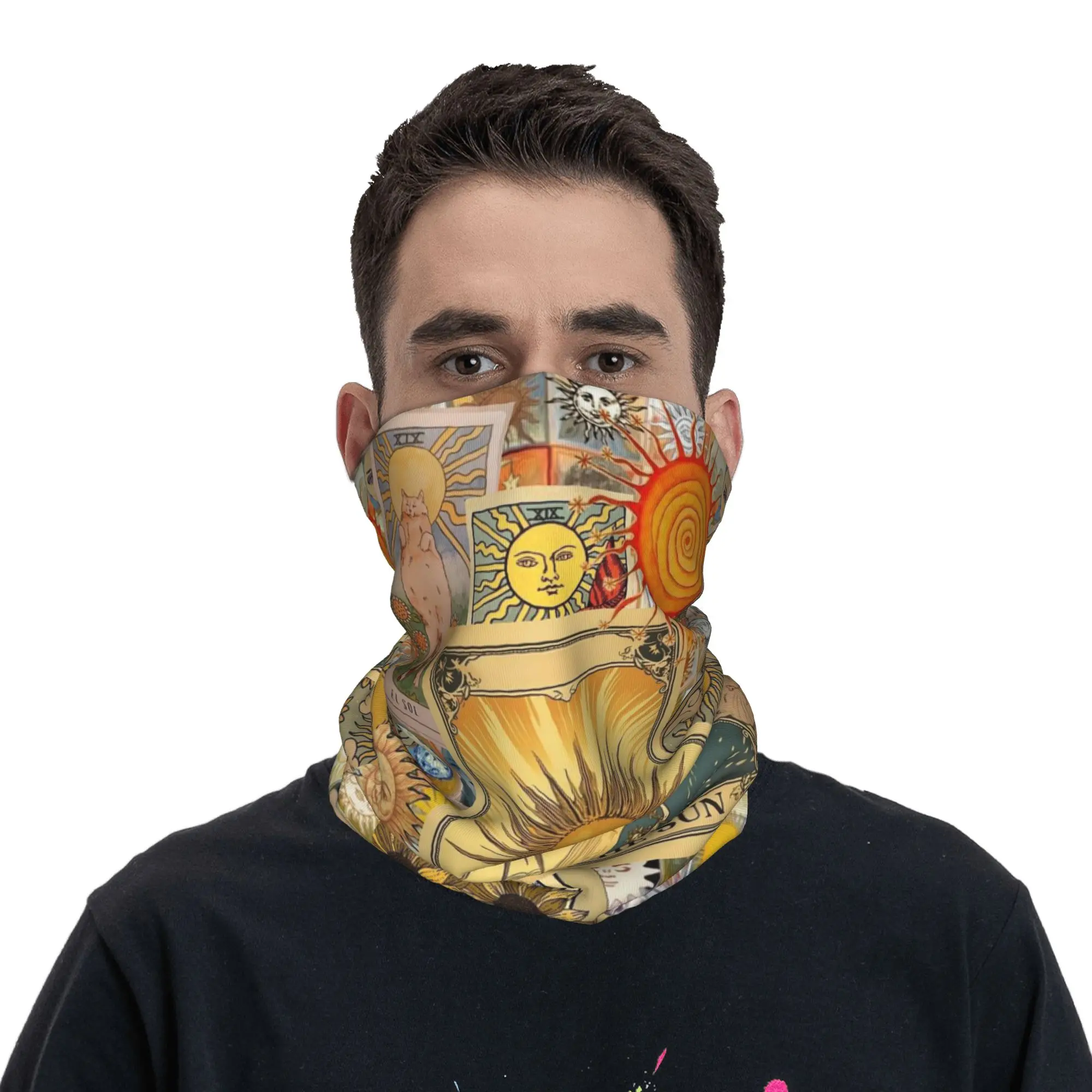 The Sun Tarot Card Patch Print Bandana Neck Gaiter Printed Wrap Scarf Multi-use Balaclava Outdoor Sports Unisex Adult