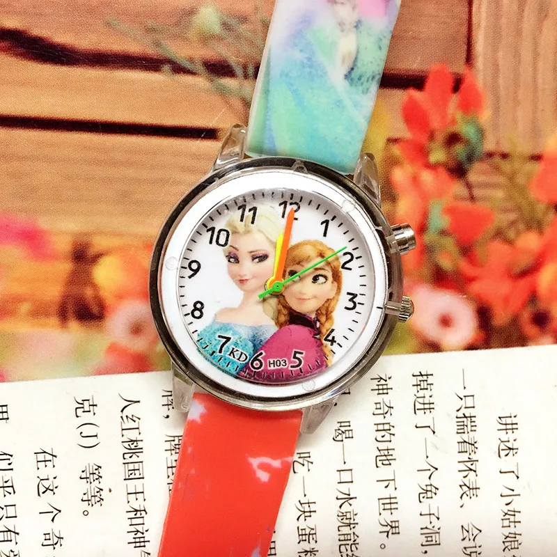 Reloj de cuarzo luminoso con estampado de dibujos animados Aisha, bonito reloj para niños, suministro de borde, 2024