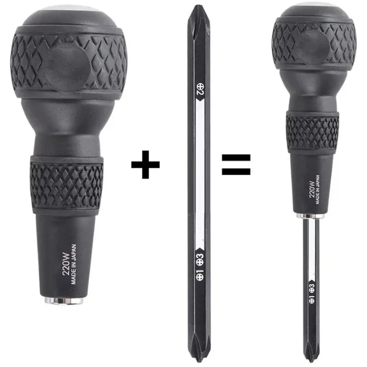 Home Tool Gourd Shank Set, for BALL GRIP 0.64 cm Hexagon Bit Interchangeable Screwdriver, Bit 3 Piece Tool Set