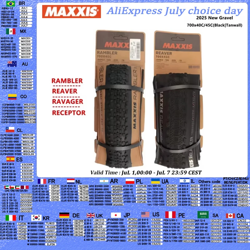 MAXXIS nuevo neumático de grava RAMBLER REAVER HYPR-X neumático de bicicleta de grava sin cámara 700x40C/45C neumático exterior de grava circular plegable