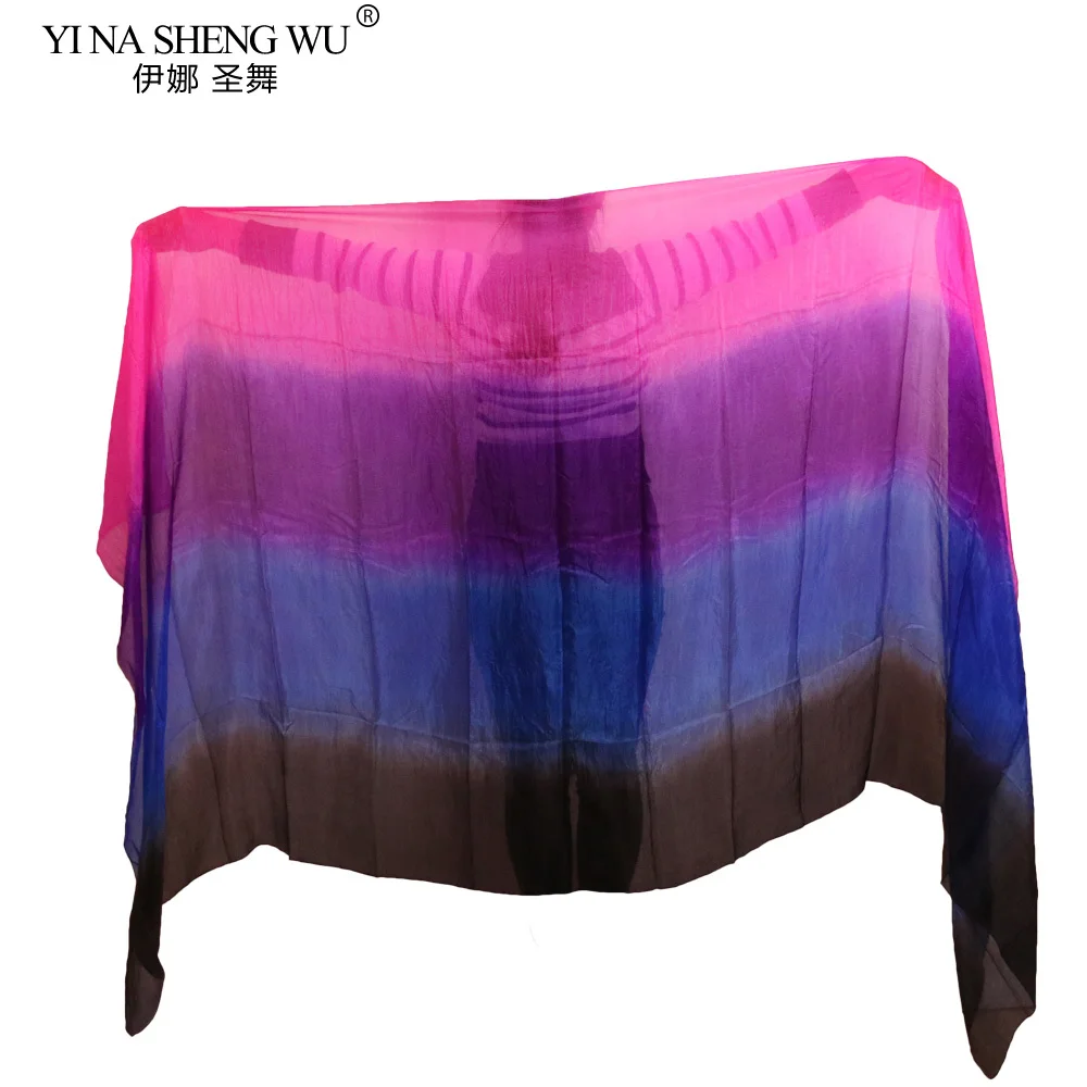 1 قطعة 100% الحرير الحقيقي الرقص الشرقي الدعائم مرحلة الأداء الحجاب ارتفع + الأرجواني + الأزرق الملكي + الأسود الرقص الشرقي الحرير الحجاب 250/270 سم * 114 سم #5