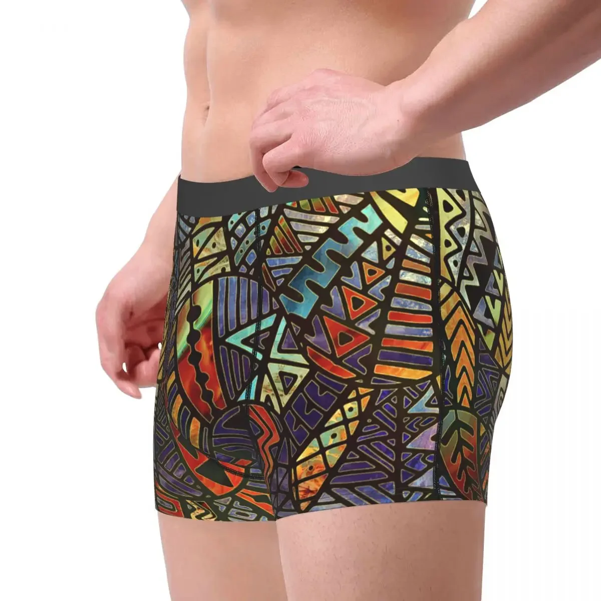 Tribal Folk Pattern Gold Underpants Breathbale Panties Male Underwear Print Shorts Boxer Briefs