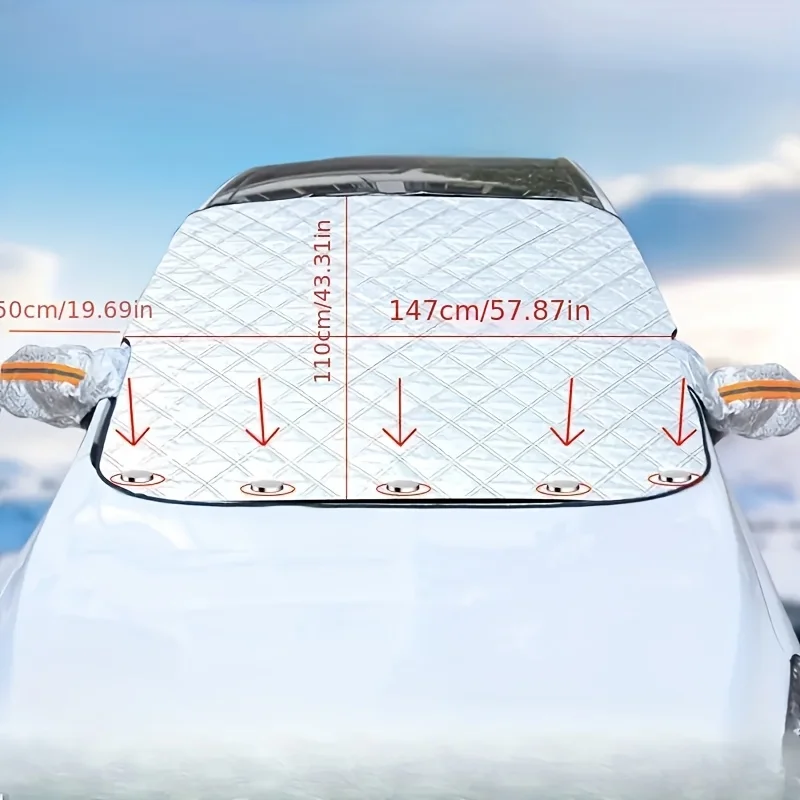 Sunshade Waterproof  Cover Car Windshield Snow Protector  Car Front Windscreen Cover Waterproof  Durable、UV Protection and Easy image 3