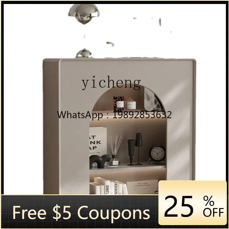 

Cream Style Fireplace Hallway Curio Cabinet Arch Shelf Simple Living Room Atmosphere Background Wall