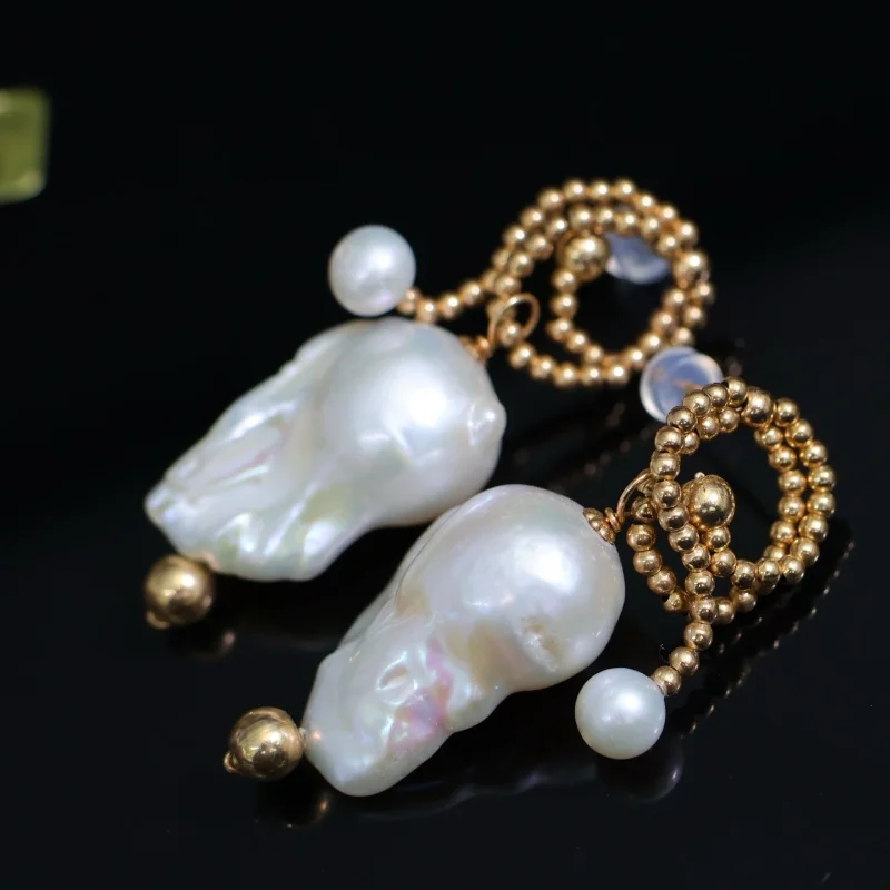 

Серьги-гвоздики SGARIT из 100% натурального пресноводного двойного жемчуга в стиле барокко, 14-каратное золото, ювелирные украшения для женщин