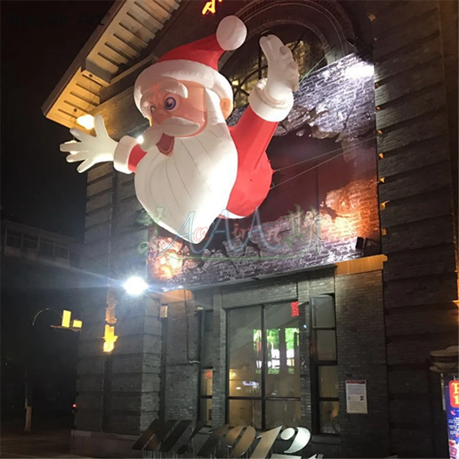 Inflatable Santa Claus Open Arm For Festival Event Wall Advertising Decoration