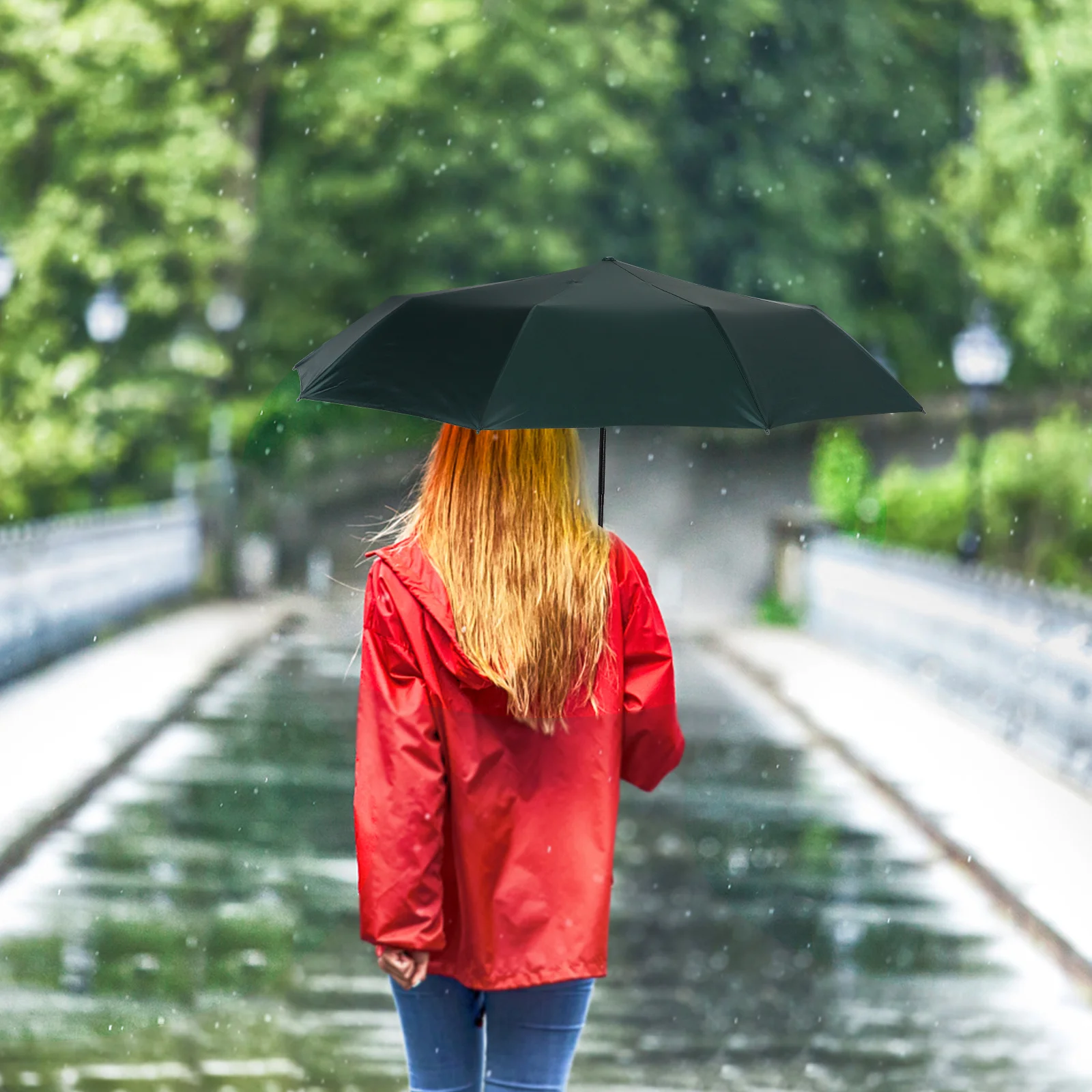 

Foldable Umbrella Fold Lightweight Compact Black Vinyl Travel Outdoor Rain Sun Protection Portable Small Umbrella