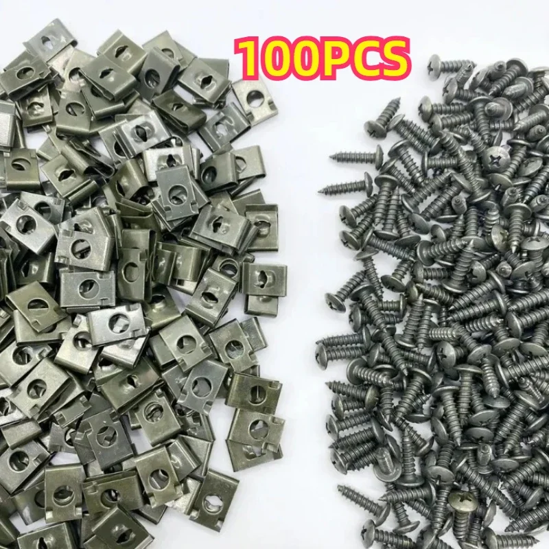 Self Tapping Screws Metal Fastener Clip for Car Motorcycle U-Type Clip with Screw Anti-rust Protection Clip Screw Iron Sheet Kit