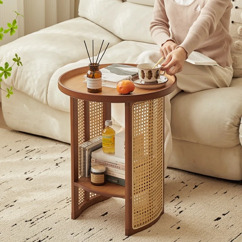 Rattan Weaving Bamboo Coffee Tables Living Room Tea Table Weaving Bedside Cabinet