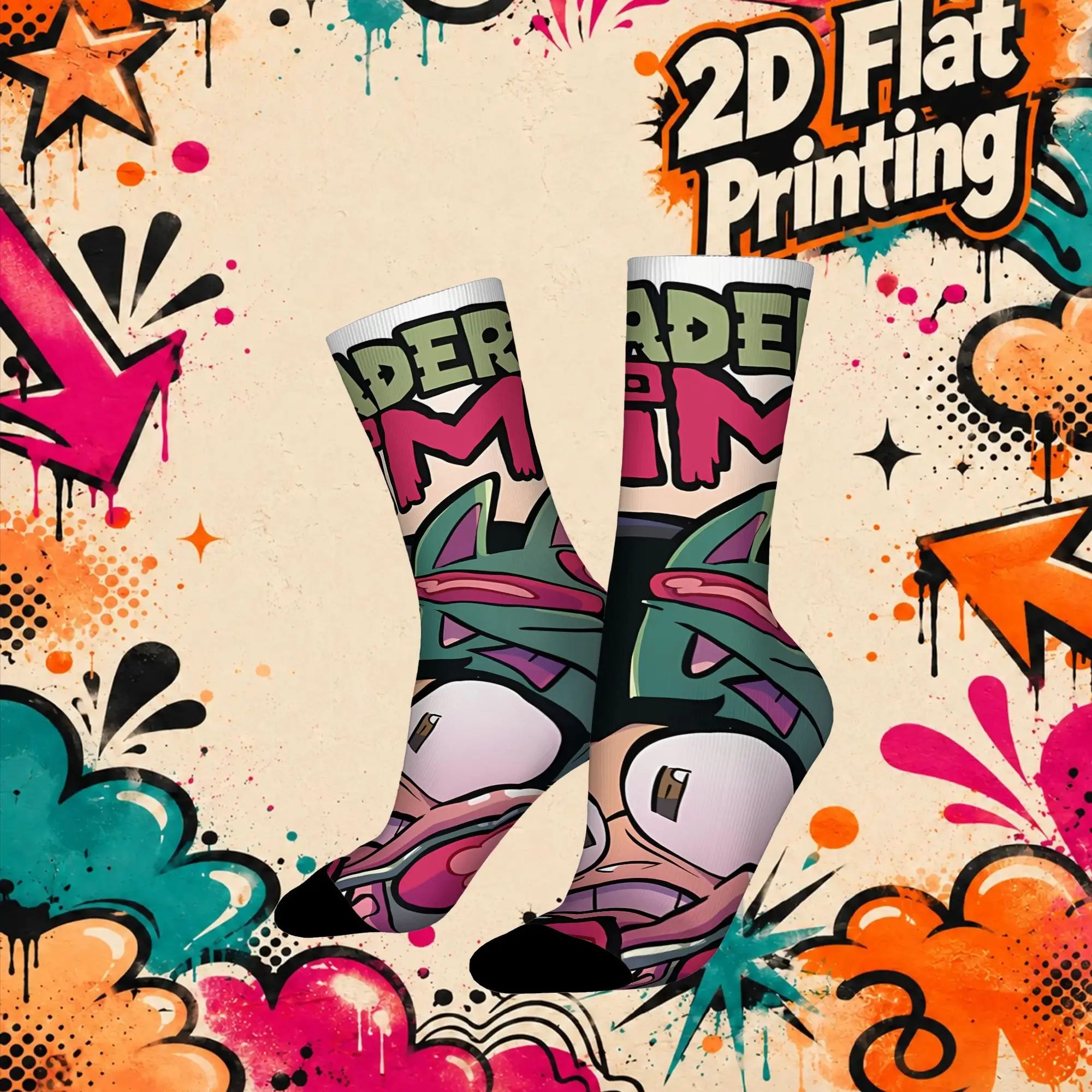 Fashion Retro Invader Zim Anime  Men's  Mid-calfSock Unisex  Funny Mid-Calf Socks