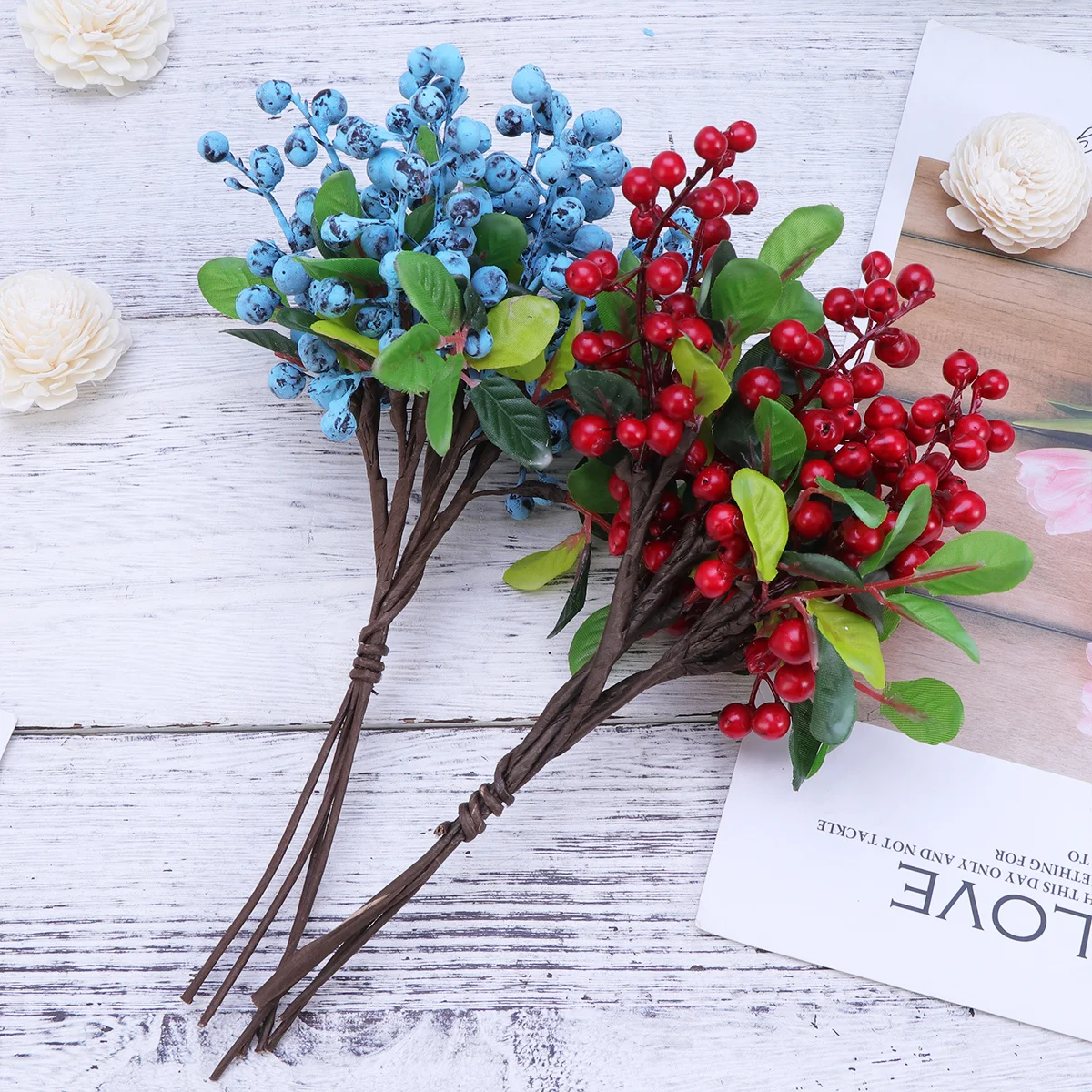 

10pcs Simulated Berries Lifelike Pvc Blueberry Decor For Christmas Wedding Party Home Diy Artificial Berry Arrangements Fake