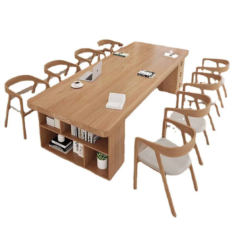 

Living room log desk study table with drawers long table workbench