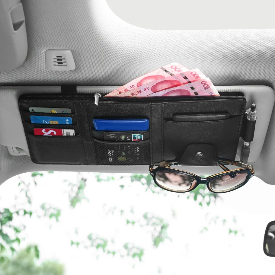 

Car Sun Visor Bill Pen Business Card Holder Organizer Storage Box Sunglasses Clip Stowing Tidying Car Accessories