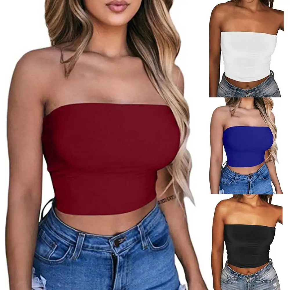 New Summer Solid Women Sexy Tank Top Bustier Bra Vest Crop Top Bralette Singlet T-Shirt Vintage Sleeveless Top