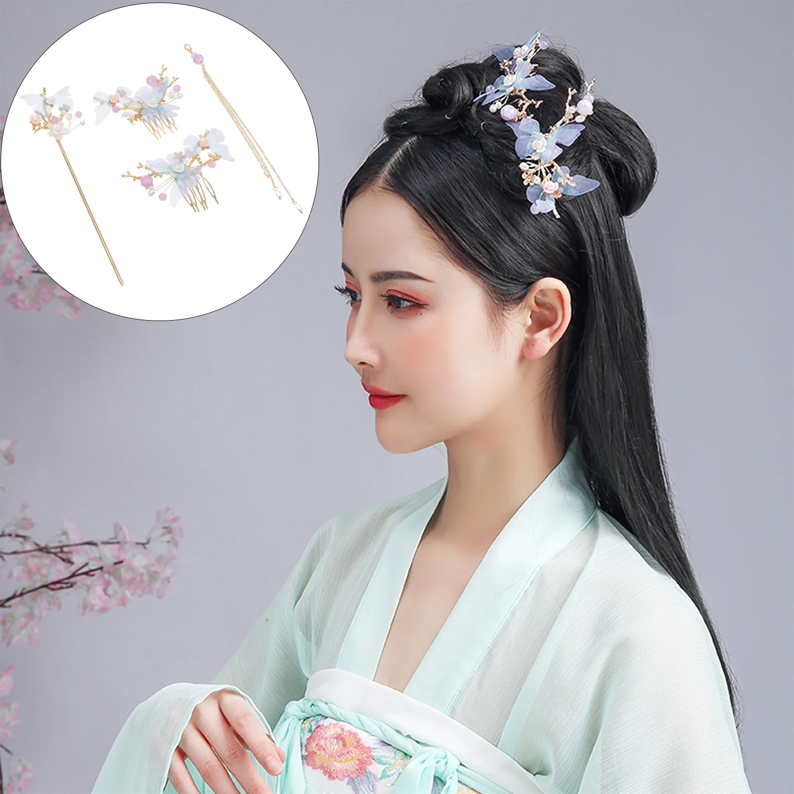 

Набор расчесок для волос, винтажные бабочки, дизайн, традиционные китайские палочки для волос для женщин, ретро-палочки для укладки волос, аксессуары для еды