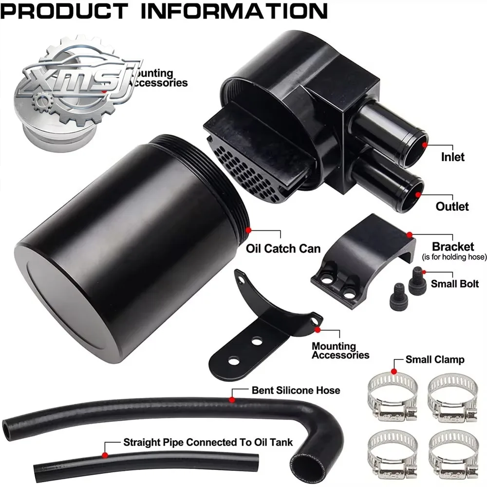 Oil Catch Can Reservoir Tank Kit with Silicone Radiator Hose - For BMW N20/N26 Engine(Black)