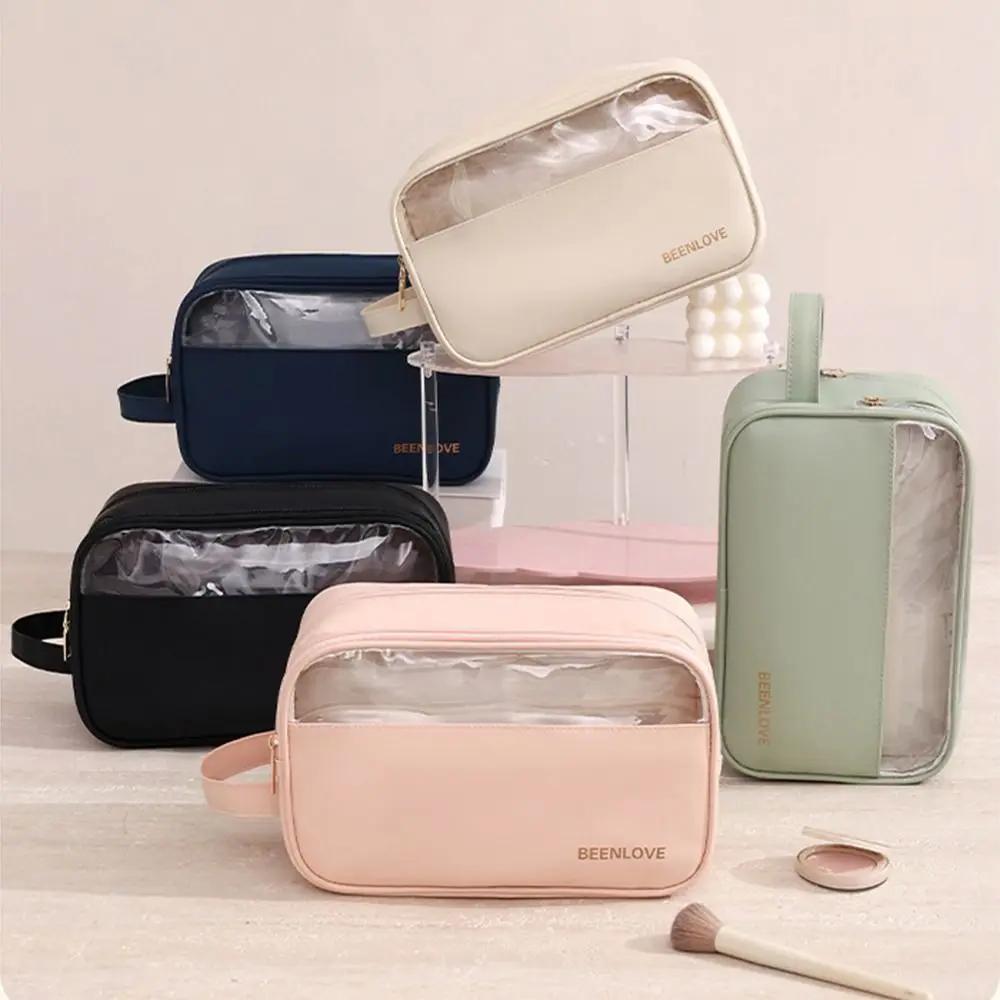 Ins Style Women Makeup Organizer Portable Waterproof Travel Cosmetic Pouch with Handle Large Capacity Toiletry Storage Case