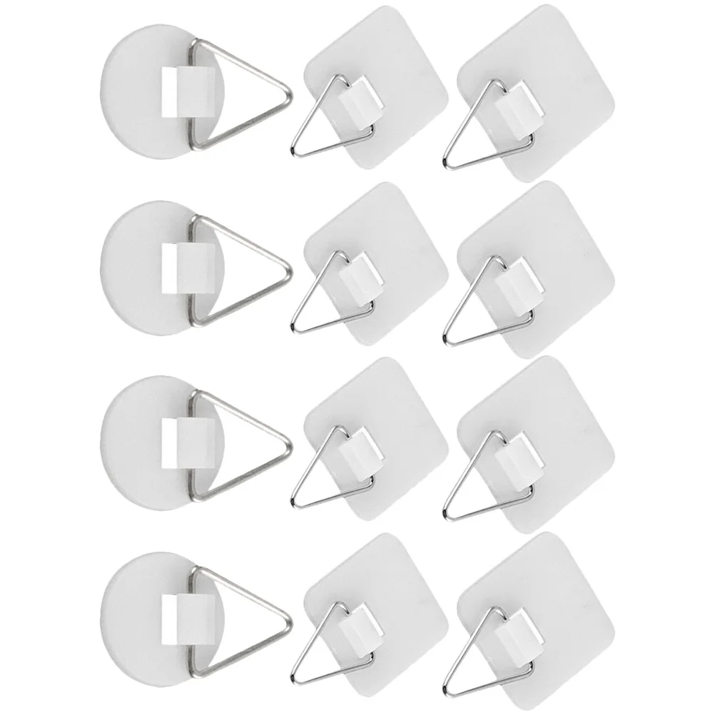 

60 pcs Vertical Plate Hangers Durable Plastic Strong Adhesive Hooks for Photo Frame Display Plates Wall Mount Hardware