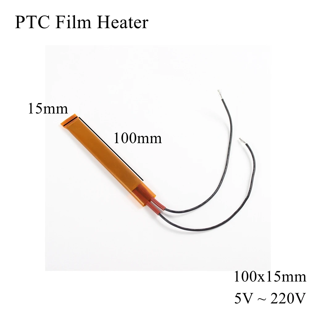 100x15mm 12V 24V 110V 220V PTC Film Heater Element Constant Thermostat Thermistor Ceramic Air Heating Sensor Chip Egg Incubator