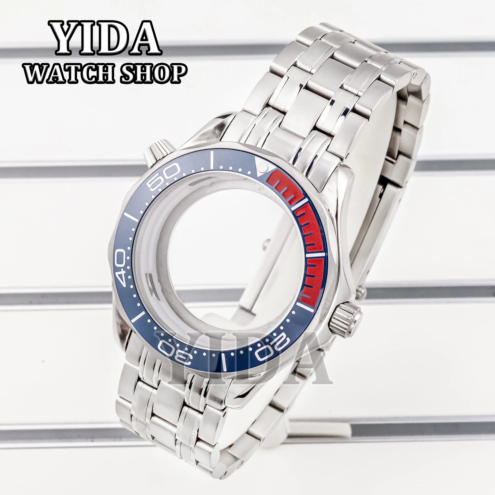 

NH35 41mm Stainless Steel Watch case Band 31MM Dial Sapphire Crystal Watch Accessories For Seamaster 300 NH36 Movement Parts