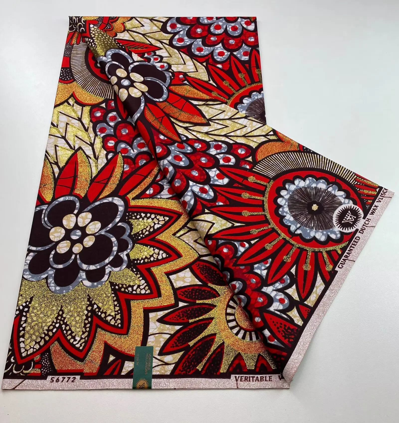 Hot Color 100%Cotton Grand Golden Wax Fabric Ankara Golden Wax Flash Gold Print Batik 6 Yards Nigeria African Fabric Dress Bag