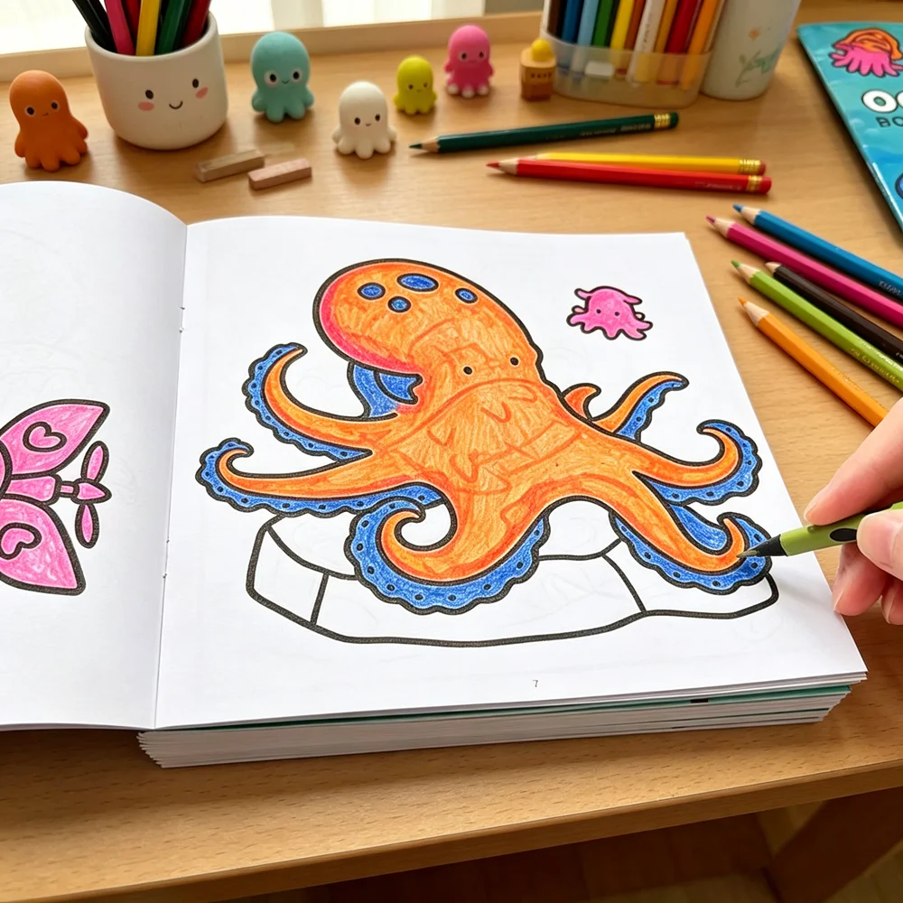 24 Pages Ocean Animal Coloring Book Bold Line Easy Color Pages Fun Sea Creature Drawing Activity Book for Children & Beginners