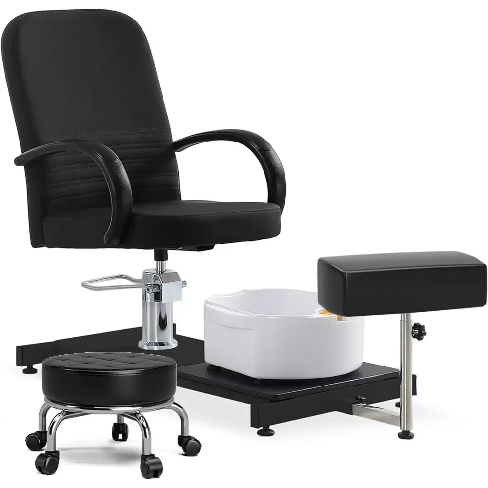 

Pedicure Chair, No Plumbing 360 Swivel Pedicure Station with Stool and Massage Basin, Professional Pedicure Unit for Foot Spa