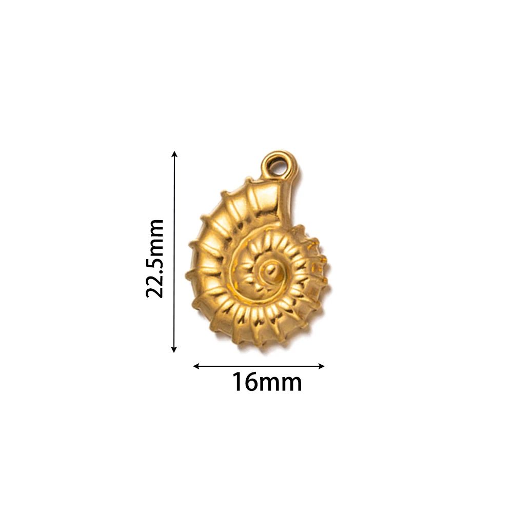 Pendentif en spirale d'escargot en acier inoxydable pour la présidence, breloques de conque de coquillage, collier de bricolage, boucles d'oreilles, bijoux, fournitures de direction, accessoire, 5 pièces par lot