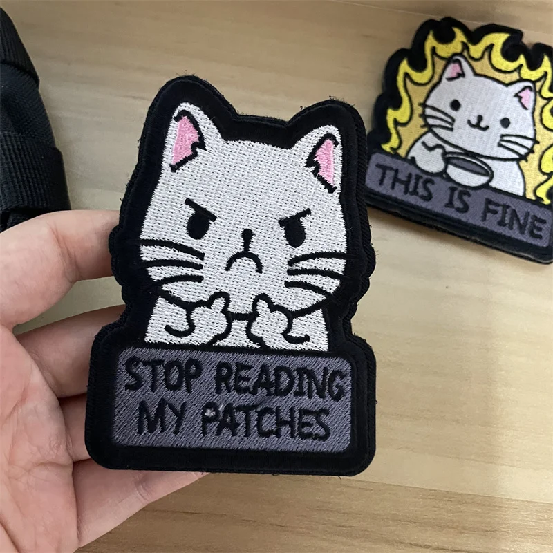 Cartoon Cat Anime Patch Haft na odzieży punkowej Naszywki na rzepy Plecak Sprzęt taktyczny Śmieszne naszywki Naklejki