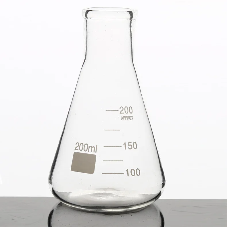 

Custom Glass Flask Borosilicate Glass Narrow Neck Conical Shape White Graduations Glaskolben for Laboratory